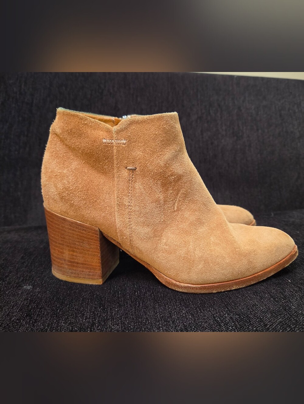Alberto Fermani Suede Ankle Booties in Camel Brown